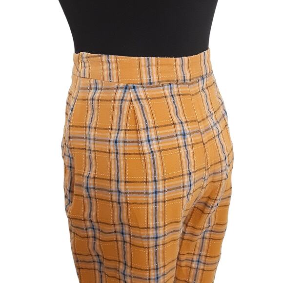 Vintage 70s Inspired Plaid Trousers Orange Womens S/M Academia - Picture 5 of 11